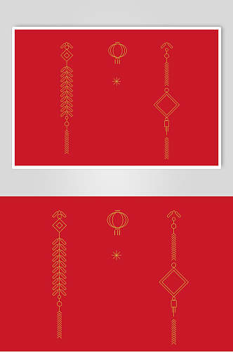 红色灯笼中式设计图案素材