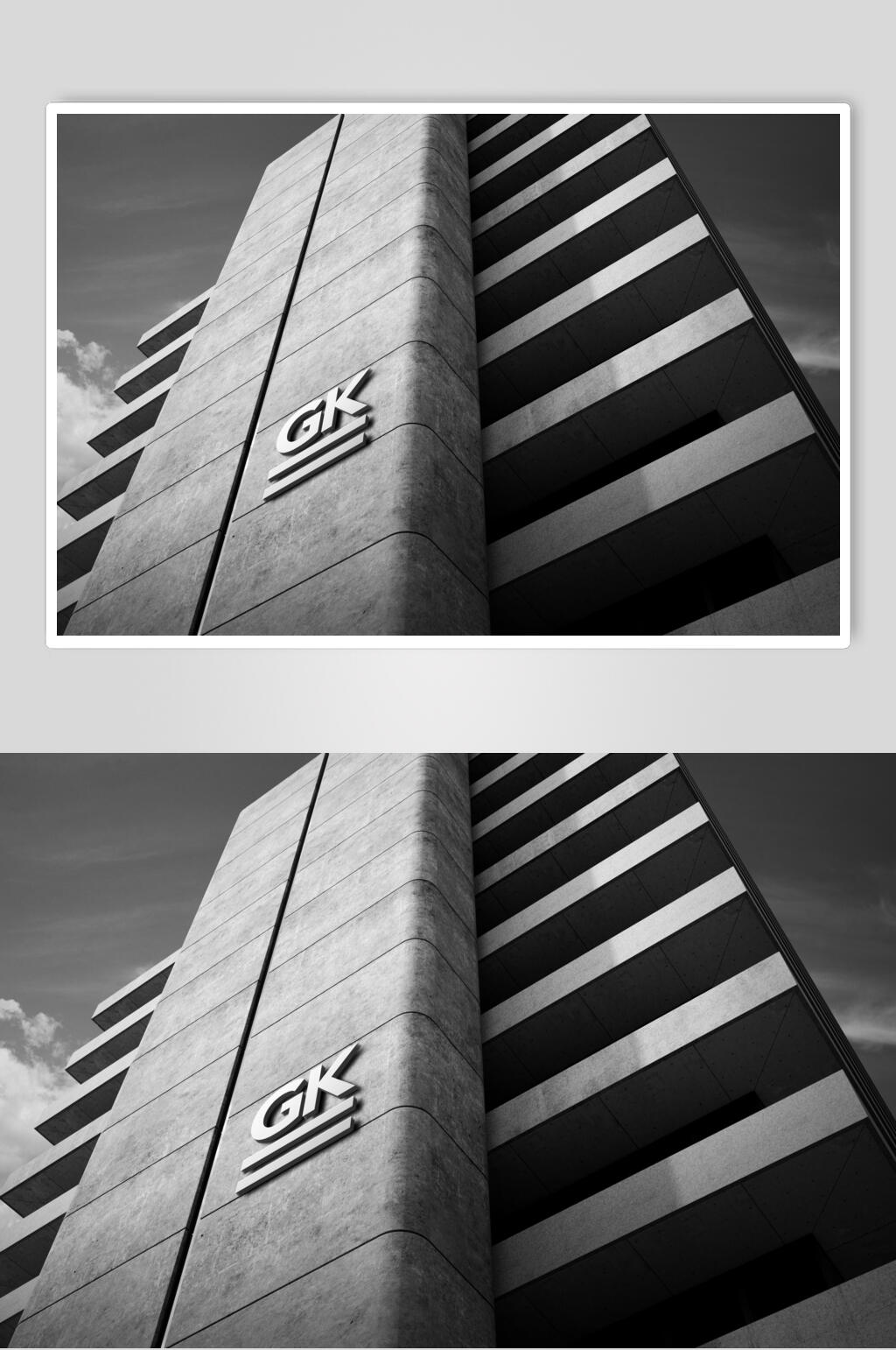 黑白条纹建筑大厦墙面标志样机素材