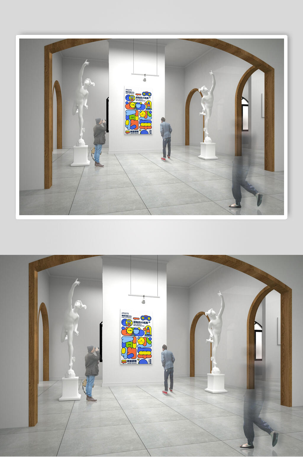 白色展馆画展样机布展素材