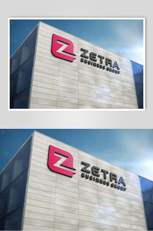 时尚大气建筑大厦墙面标志样机-众图网