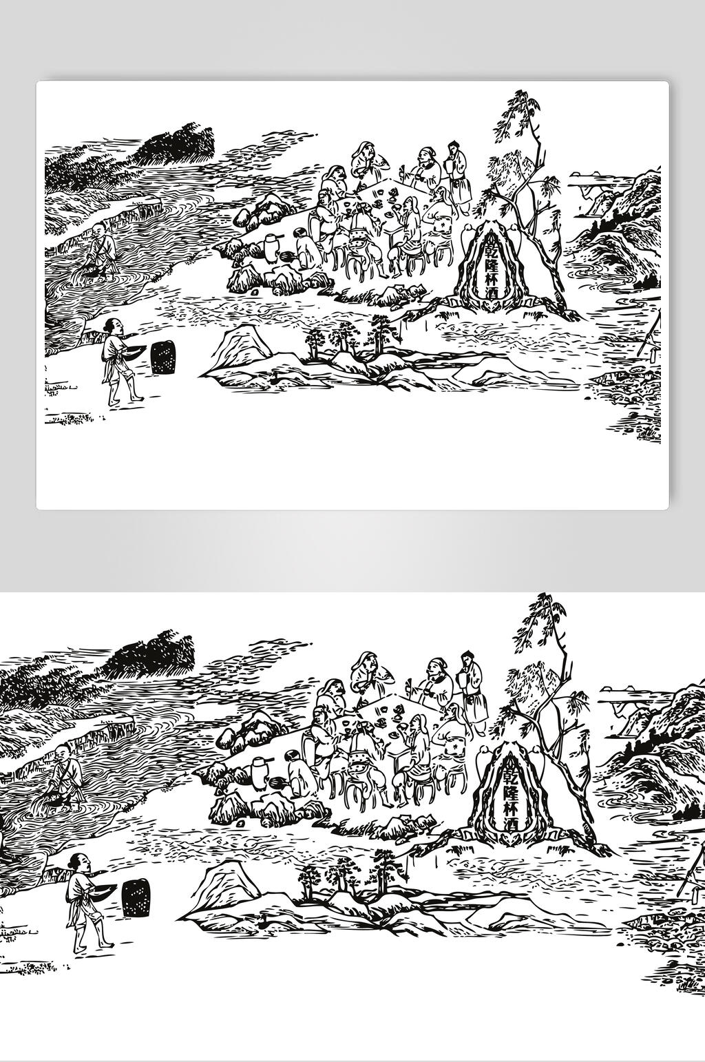 手绘酿酒工艺流程矢量图素材