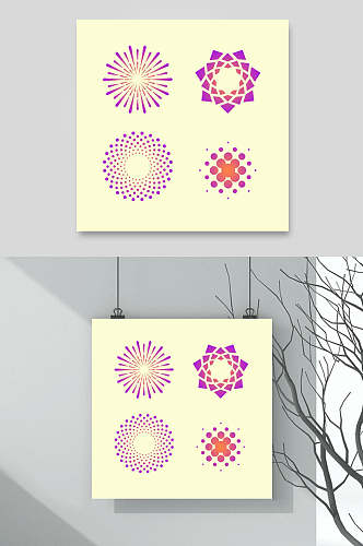 紫色花纹中式设计图案素材