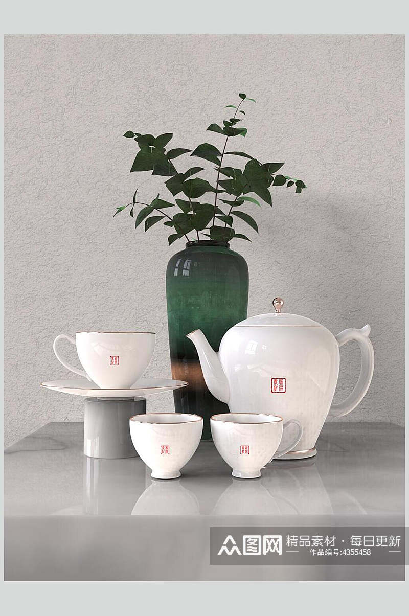 茶壶系列精致茶具贴图样机素材
