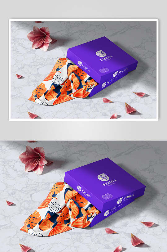 紫色盒子丝巾织物样机
