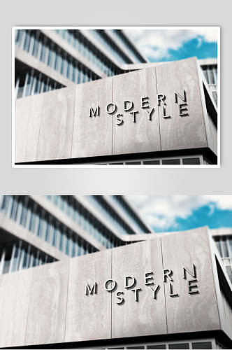 3D建筑大厦墙面标志样机