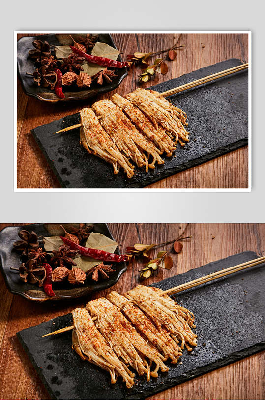 串烤金针菇烧烤图片-众图网