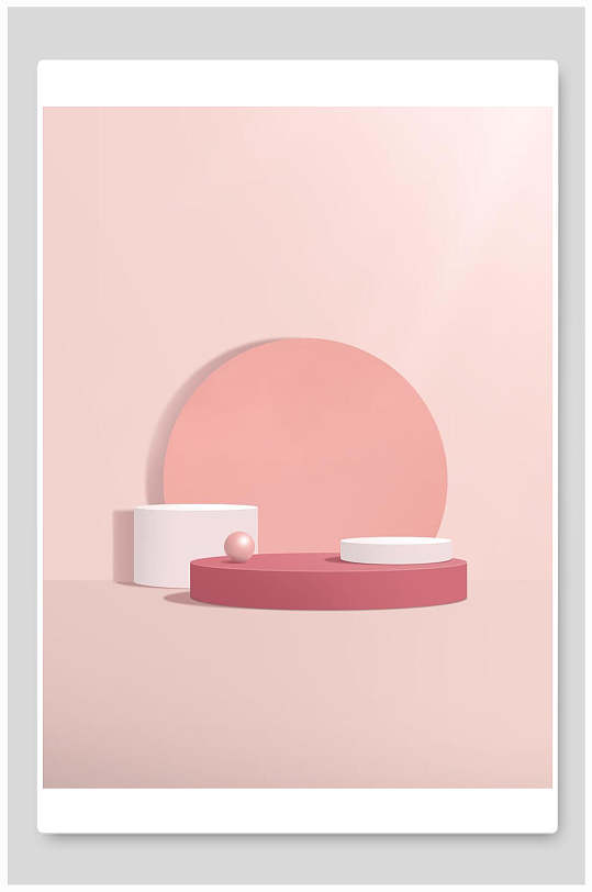 立体空间产品展示淡粉色主题背景
