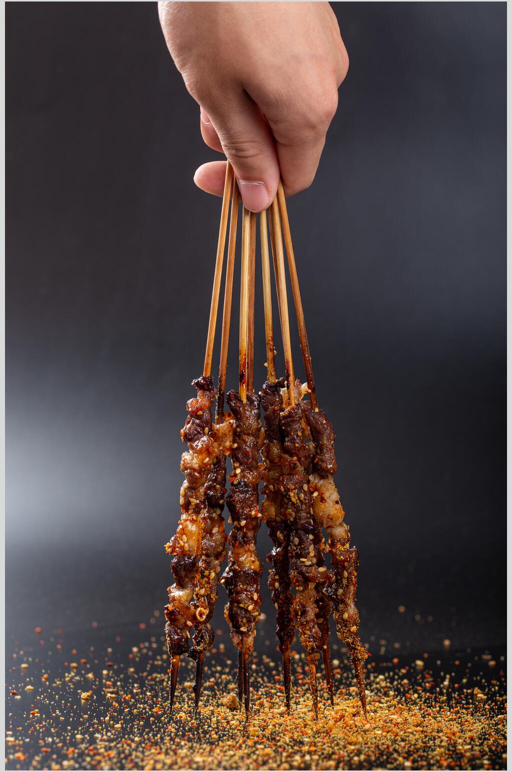 创意孜然肉串串串烧烤图片素材