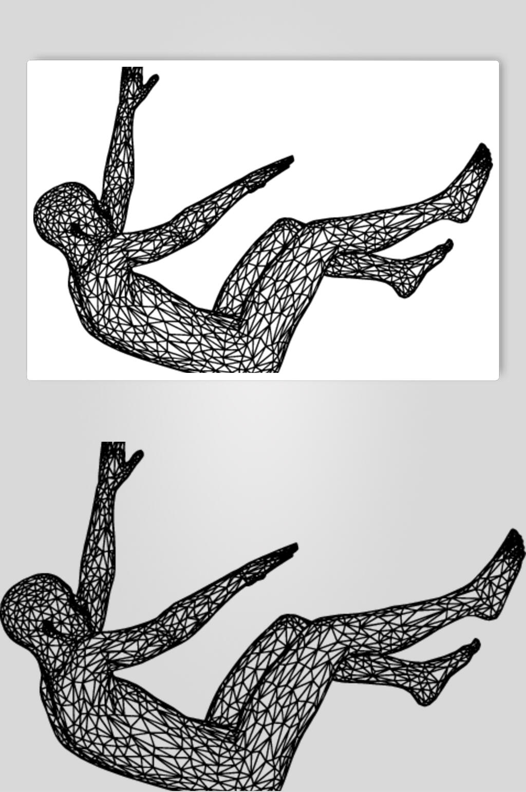 摔跤线描立体素材素材