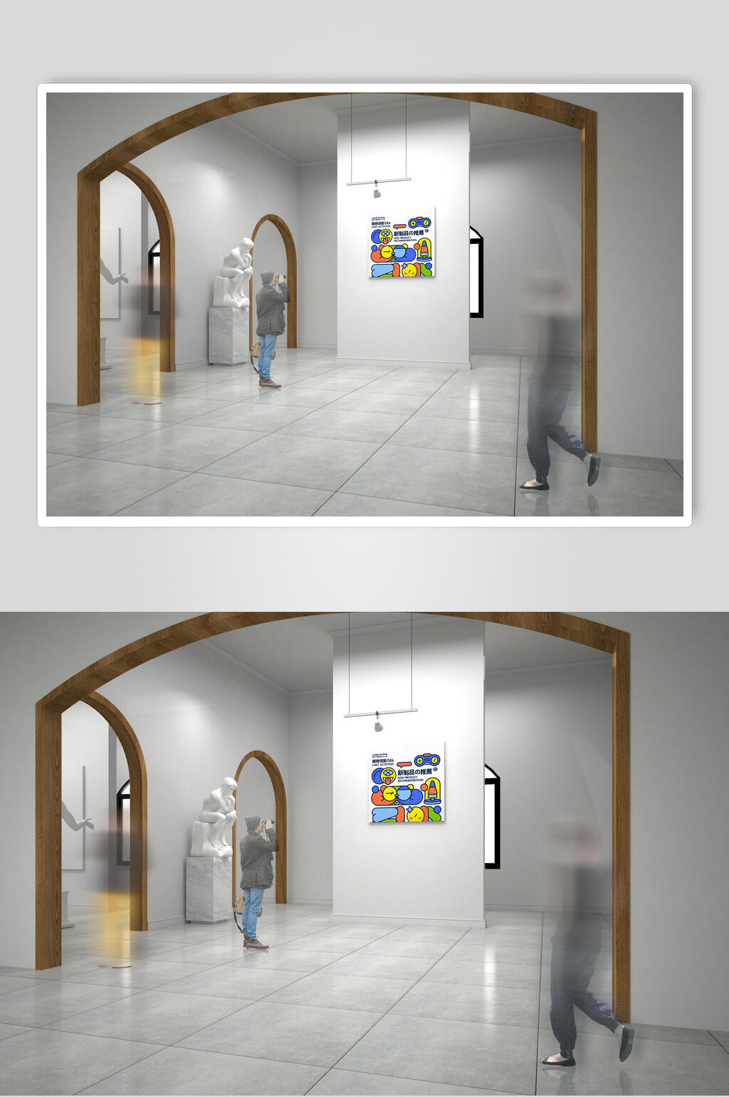 白色背景展馆画展样机素材