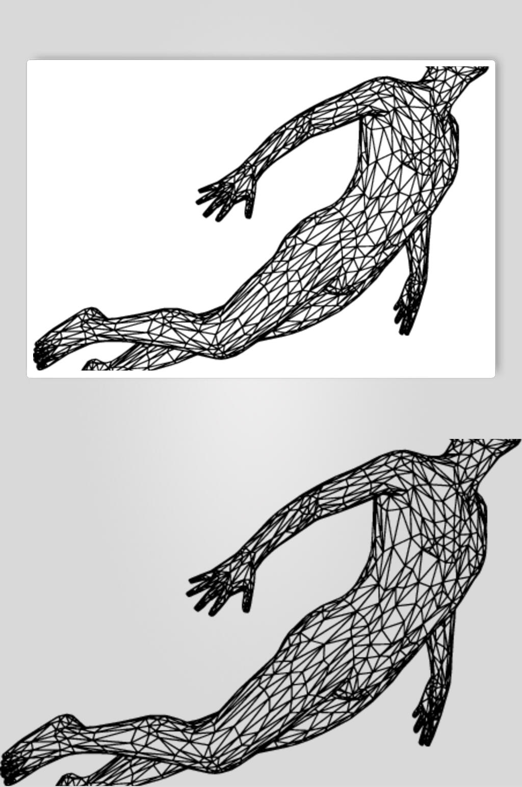 侧面线描立体素材素材