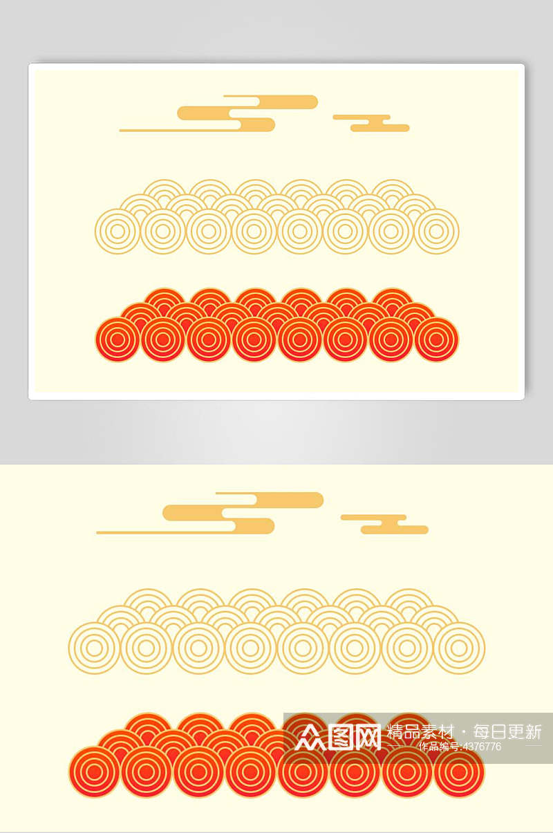 橘色中式设计图案素材素材