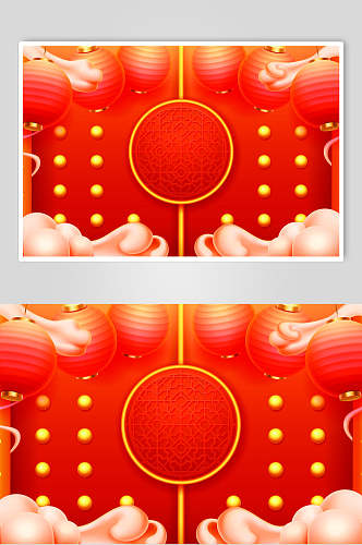 红色大门新年矢量素材