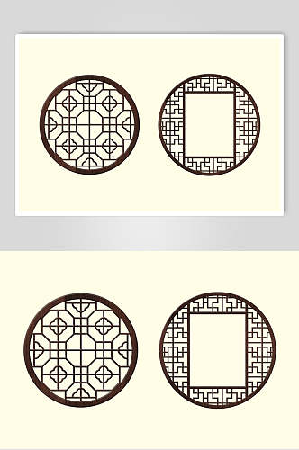 圆形窗花中式设计图案素材
