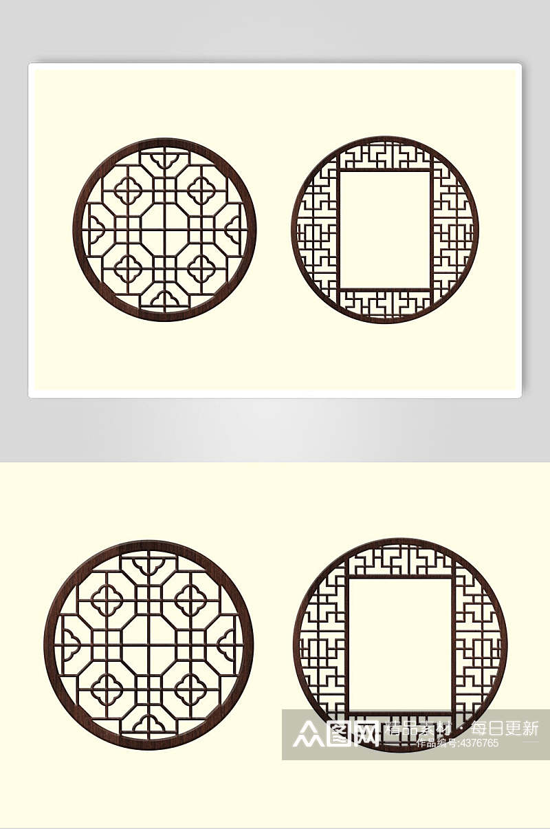 圆形窗花中式设计图案素材素材