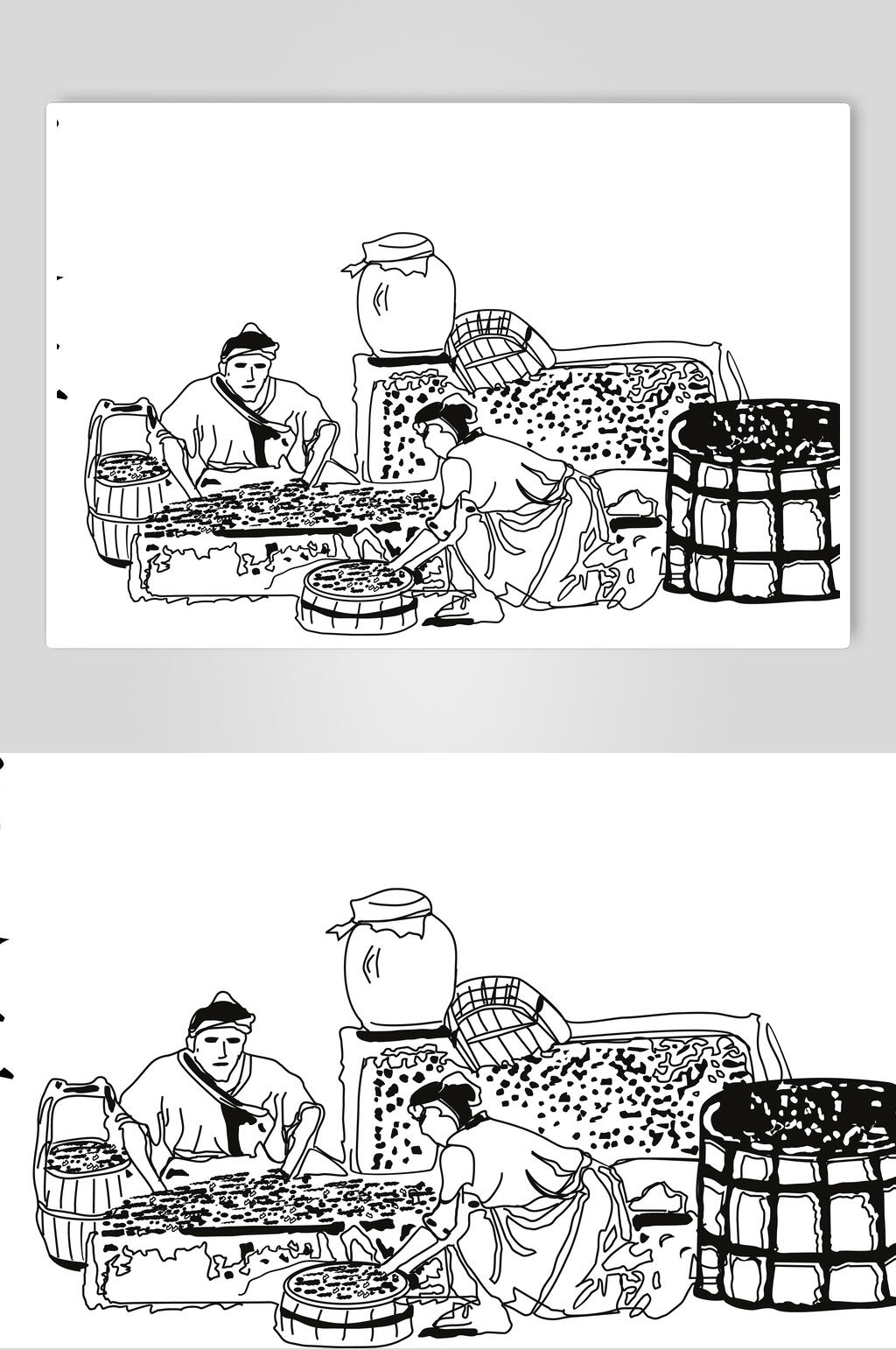 拌酿酒工艺流程矢量图素材