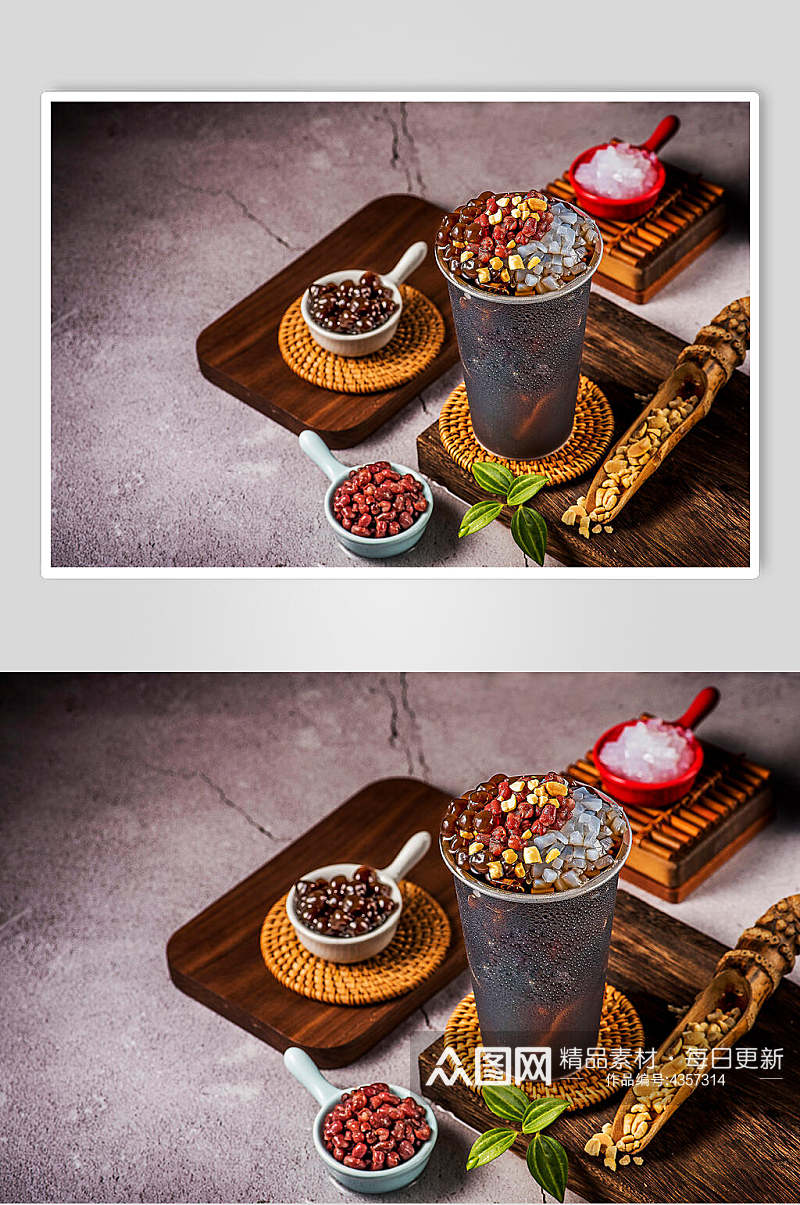 典雅红豆树叶奶茶图片素材