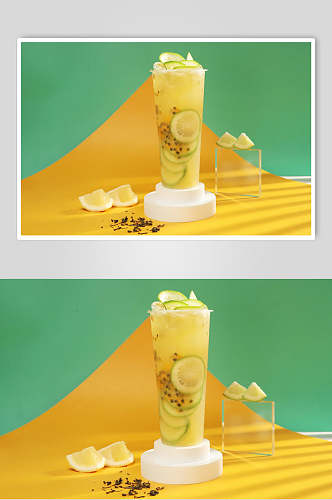 创意百香果柠檬奶茶图片