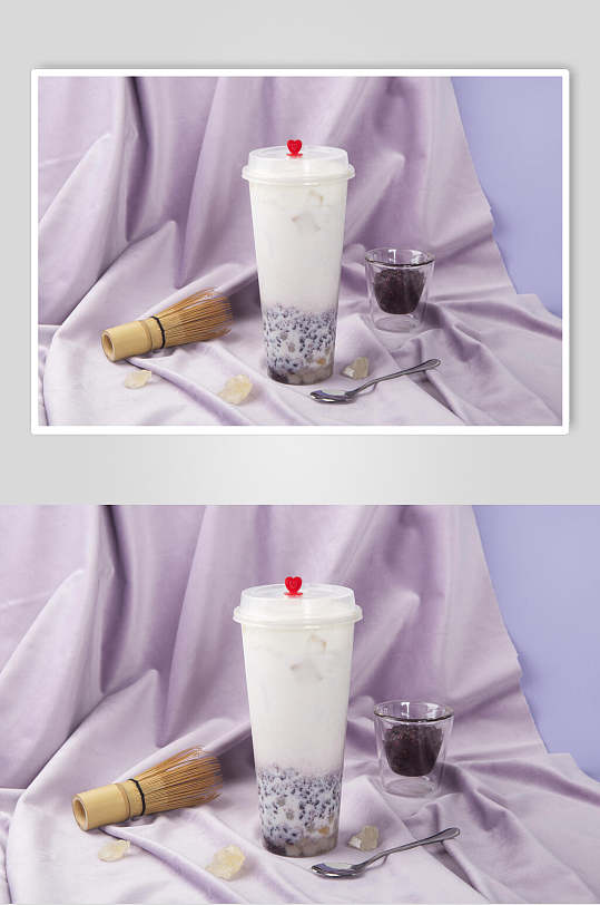 浅紫色大气奶茶图片