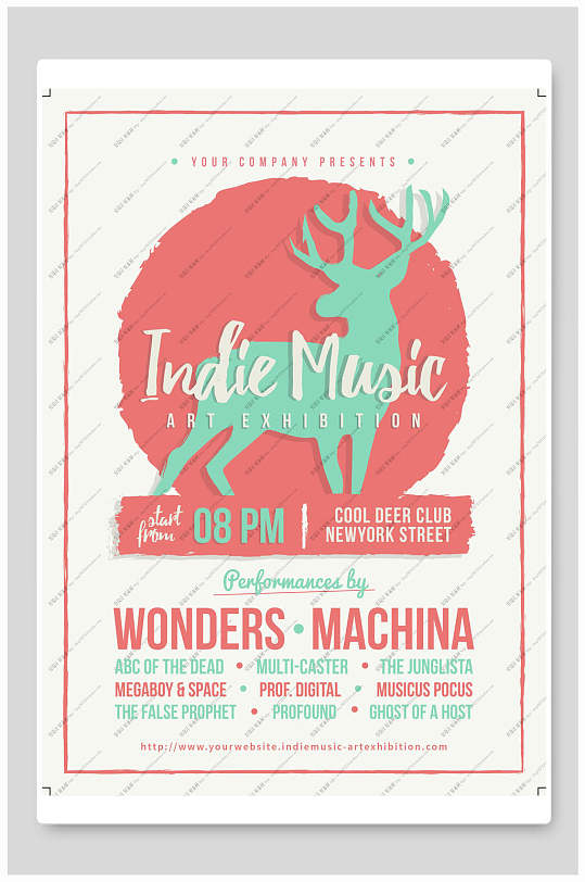 回望麋鹿剪影圣诞节英文海报