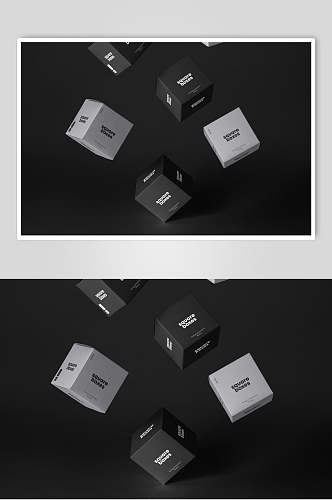 黑白色正方形纸盒样机