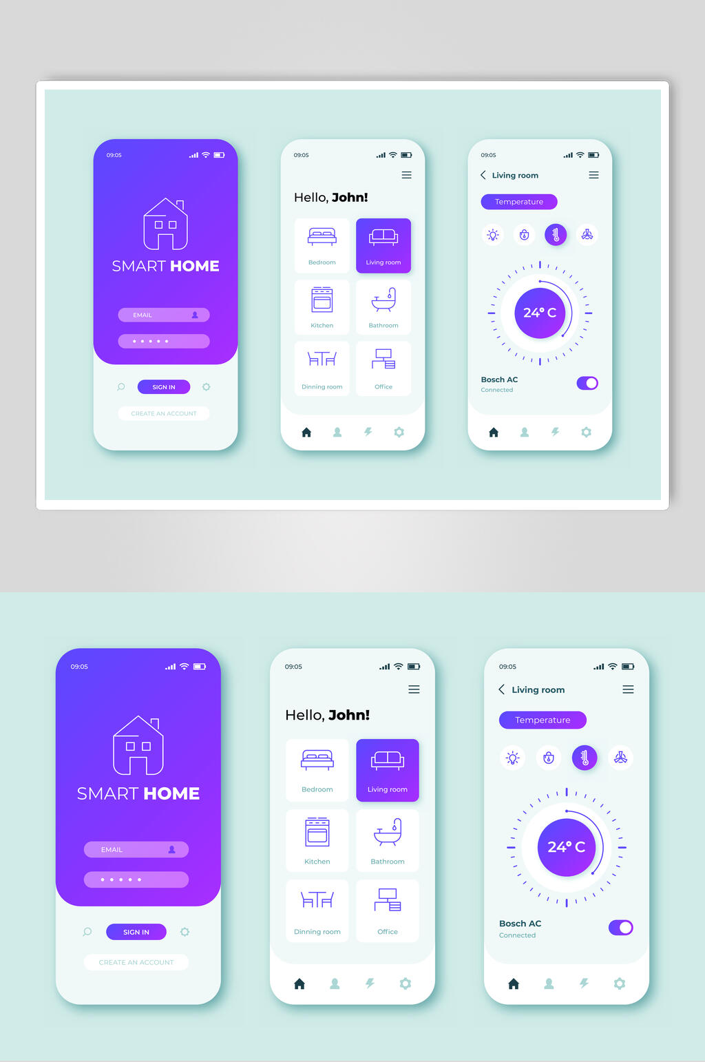 紫色渐变APP小程序界面素材素材