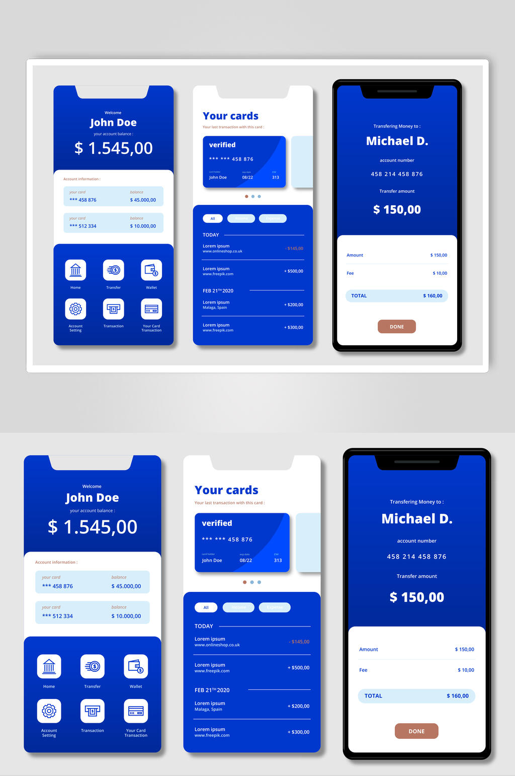 蓝色时尚APP小程序界面素材素材