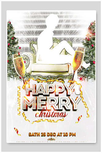 英文字母香槟圣诞节海报