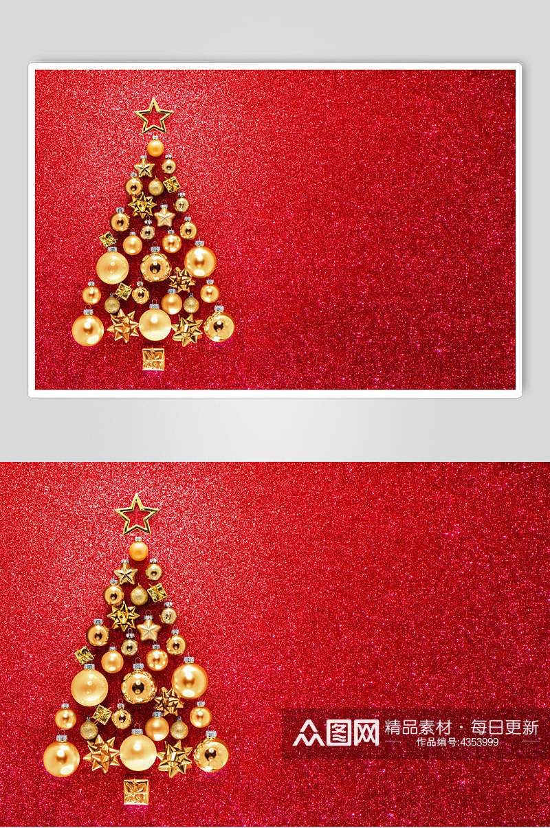 金色圣诞树圣诞节图片素材