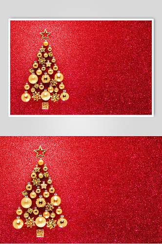 金色圣诞树圣诞节图片