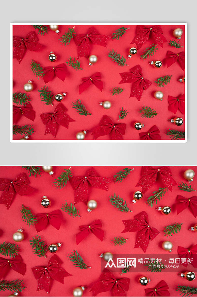 红色蝴蝶结圣诞节图片素材