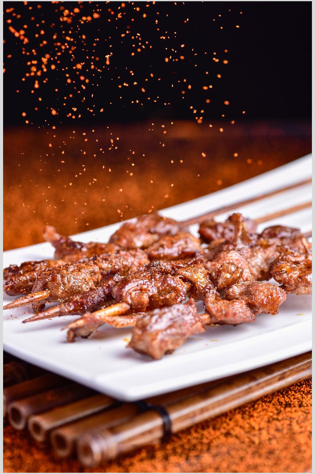 红色香料烧烤串串图片素材