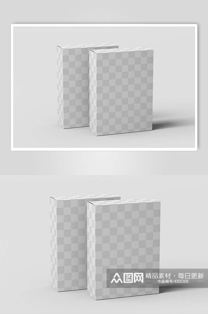 两个灰白可贴图纸盒包装样机素材