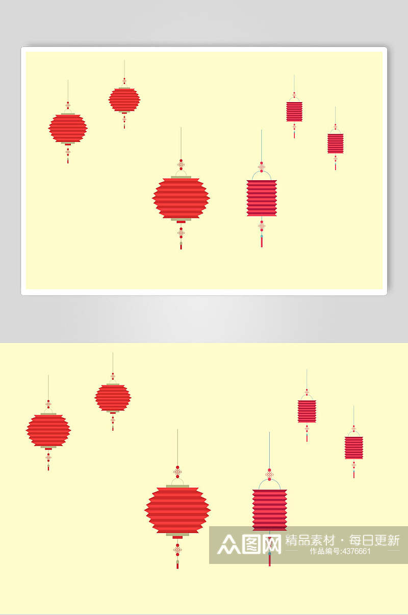 红色喜庆灯笼中式设计图案素材素材