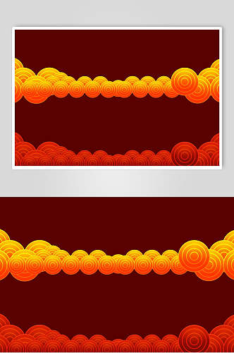红色祥云中式设计图案素材