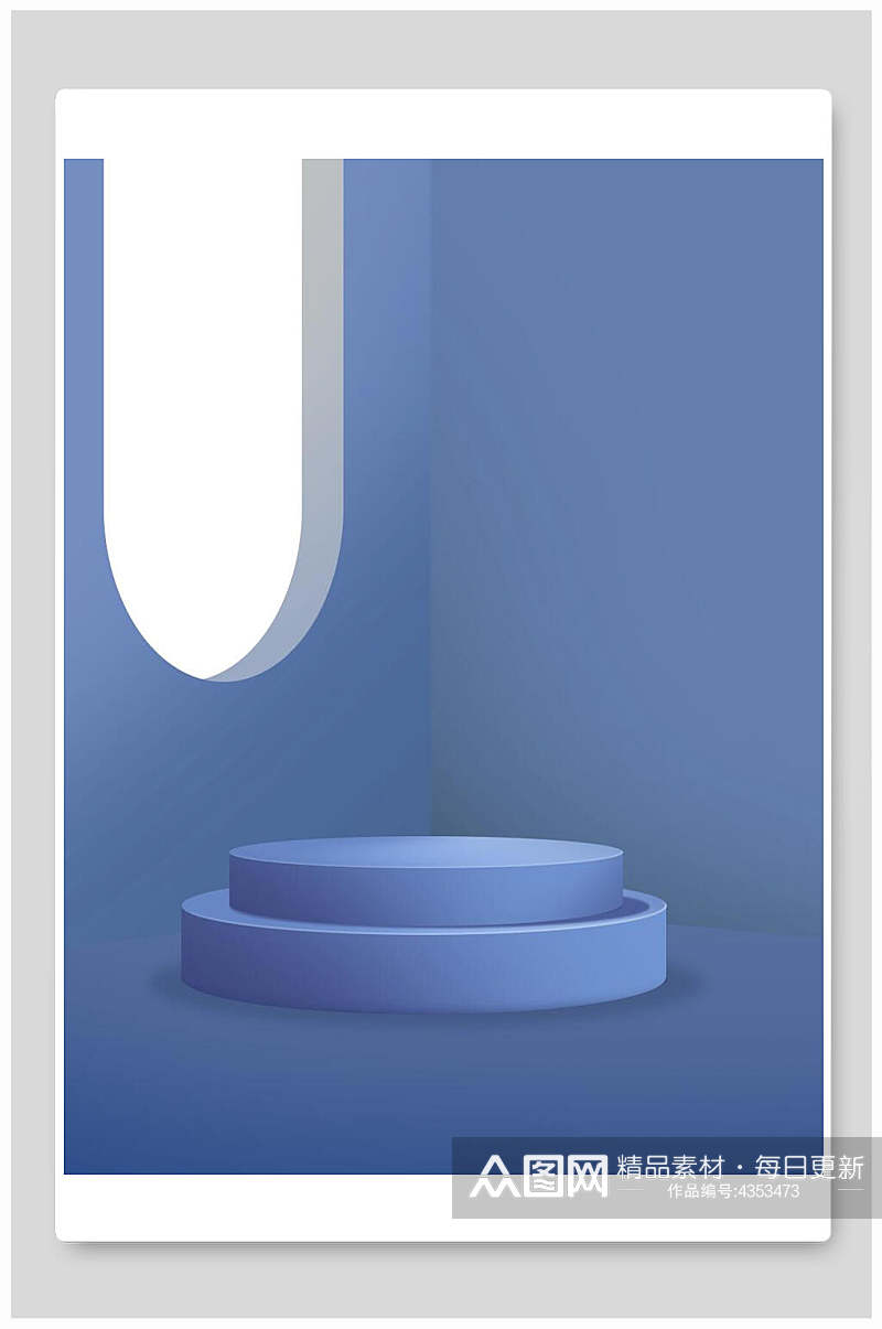 立体空间产品展示蓝色台阶背景素材
