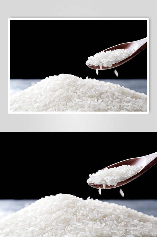 勺舀白色大米图片
