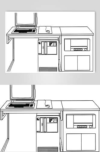 桌子线条机器矢量素材