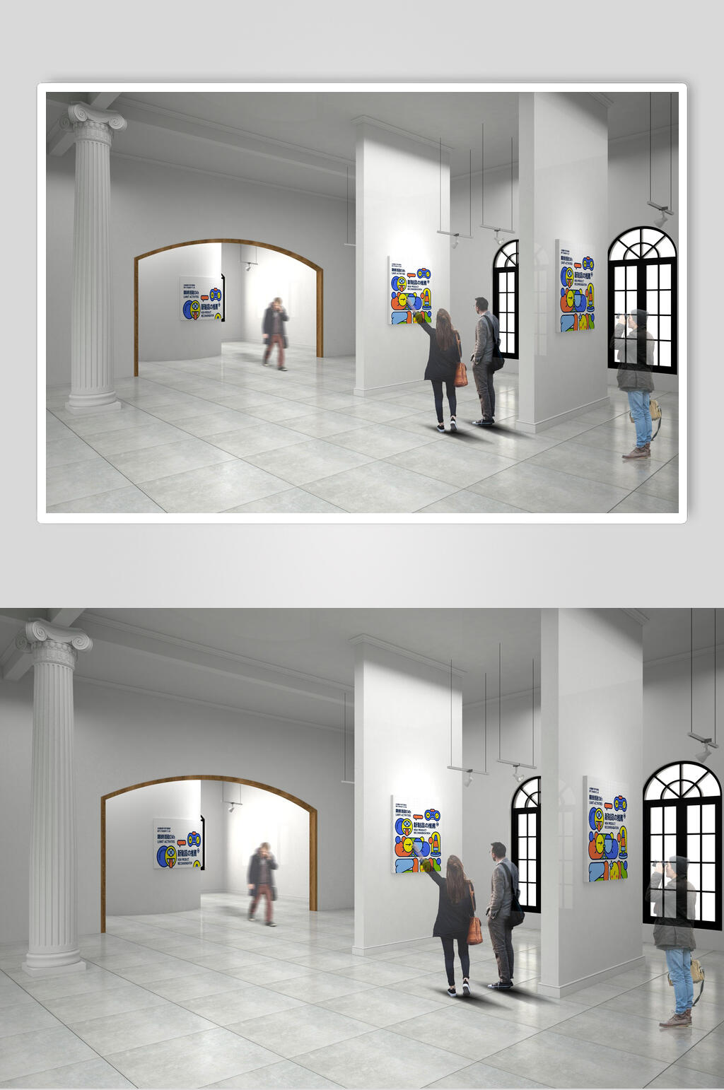 简洁展馆画展样机素材