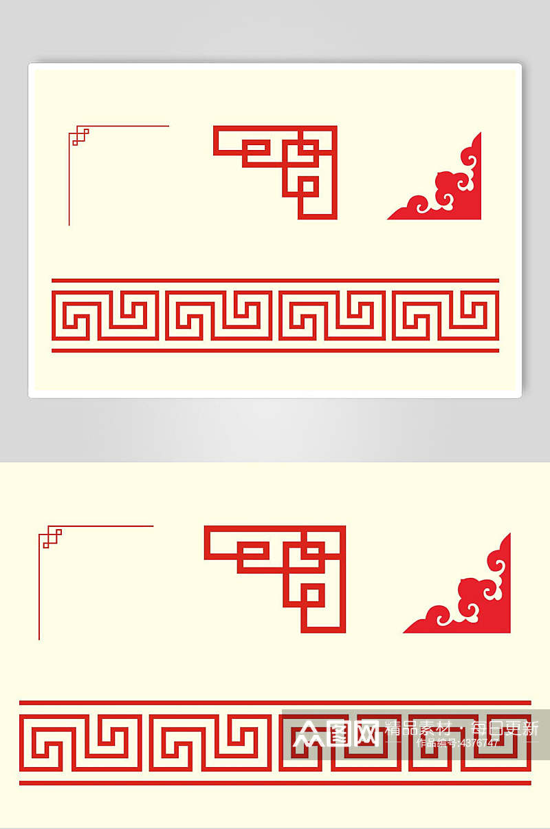 剪纸风边框中式设计图案素材素材