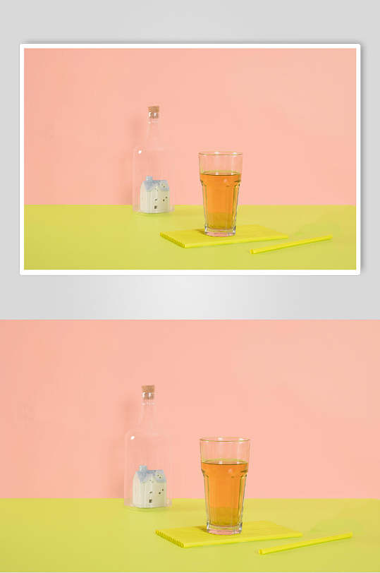 许愿瓶粉色墙面背景纯茶图片