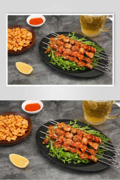 花生米肉串烧烤串串图片