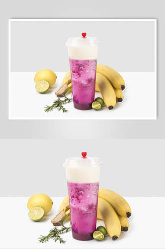 创意香蕉柠檬奶茶图片