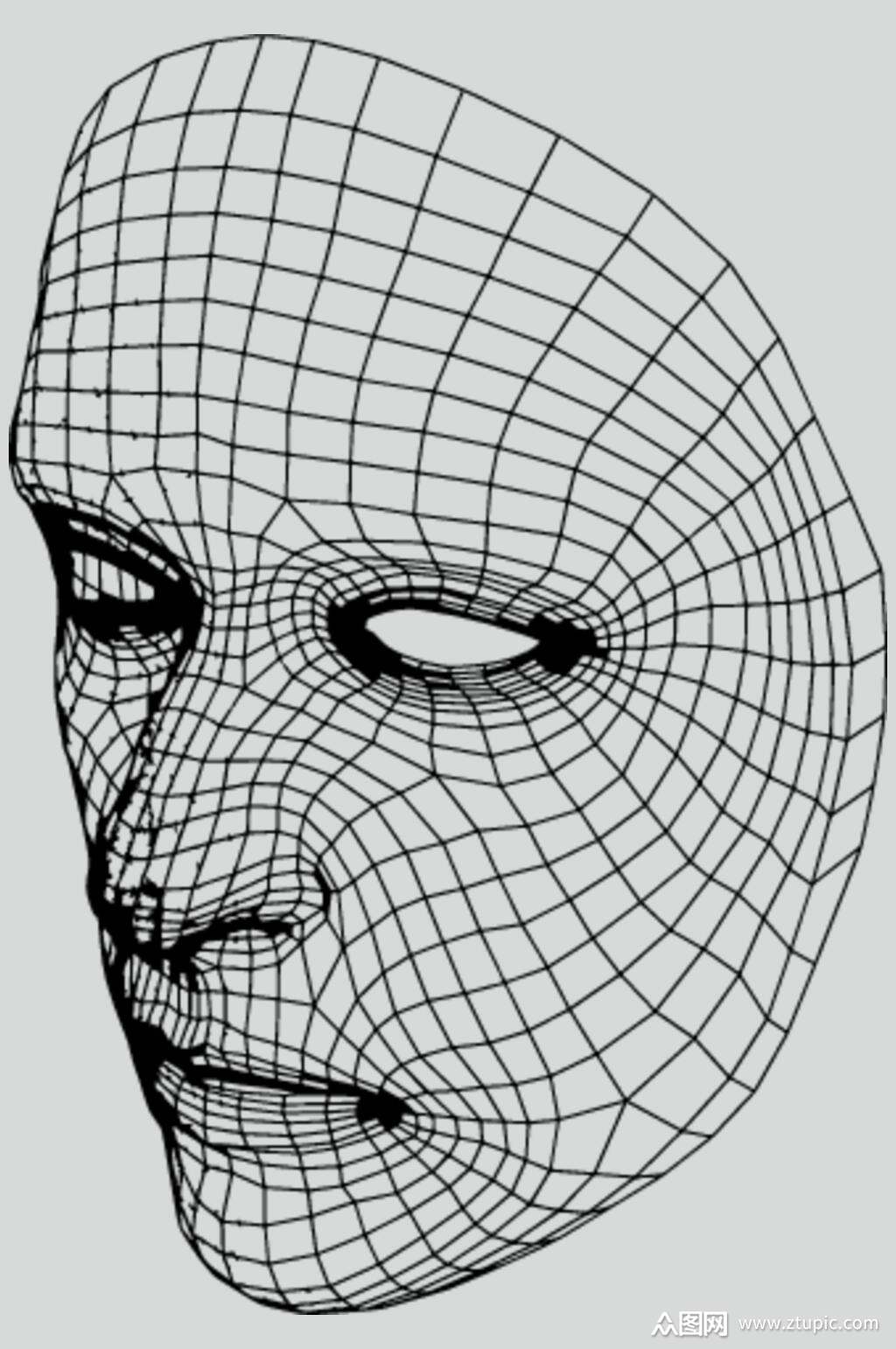 人脸线描立体素材模板下载-编号4416592-众图网