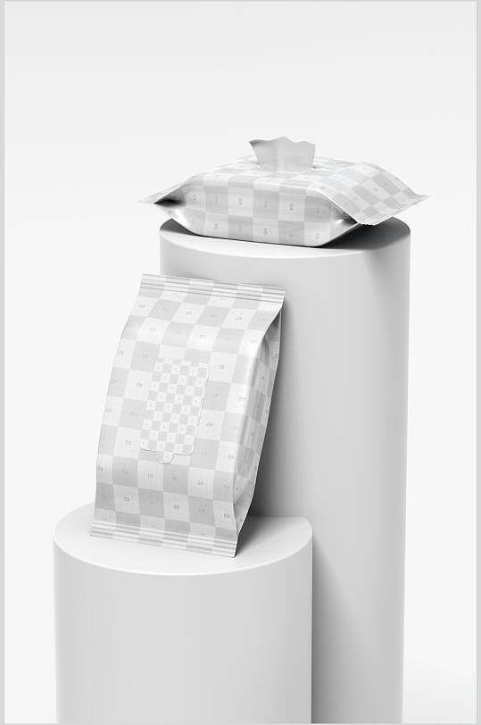 白色背景湿纸巾包装样机
