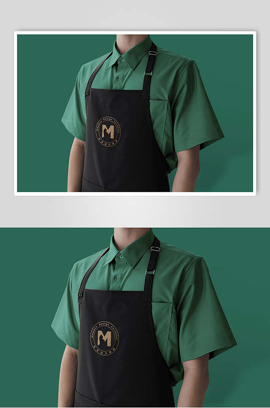 绿色创意短袖围裙餐饮品牌VI样机