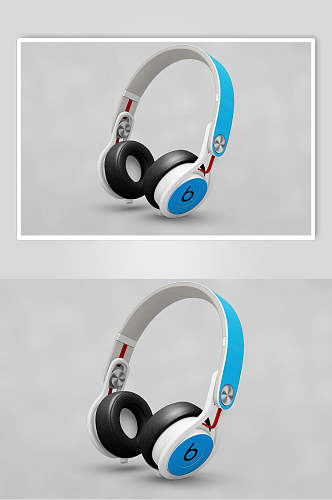 蓝色无线头戴式耳机样机