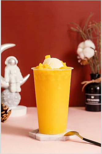 芒果果肉果汁雪糕球奶茶图片