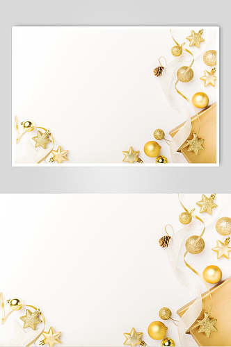 白色背景金色铃铛星星圣诞节图片