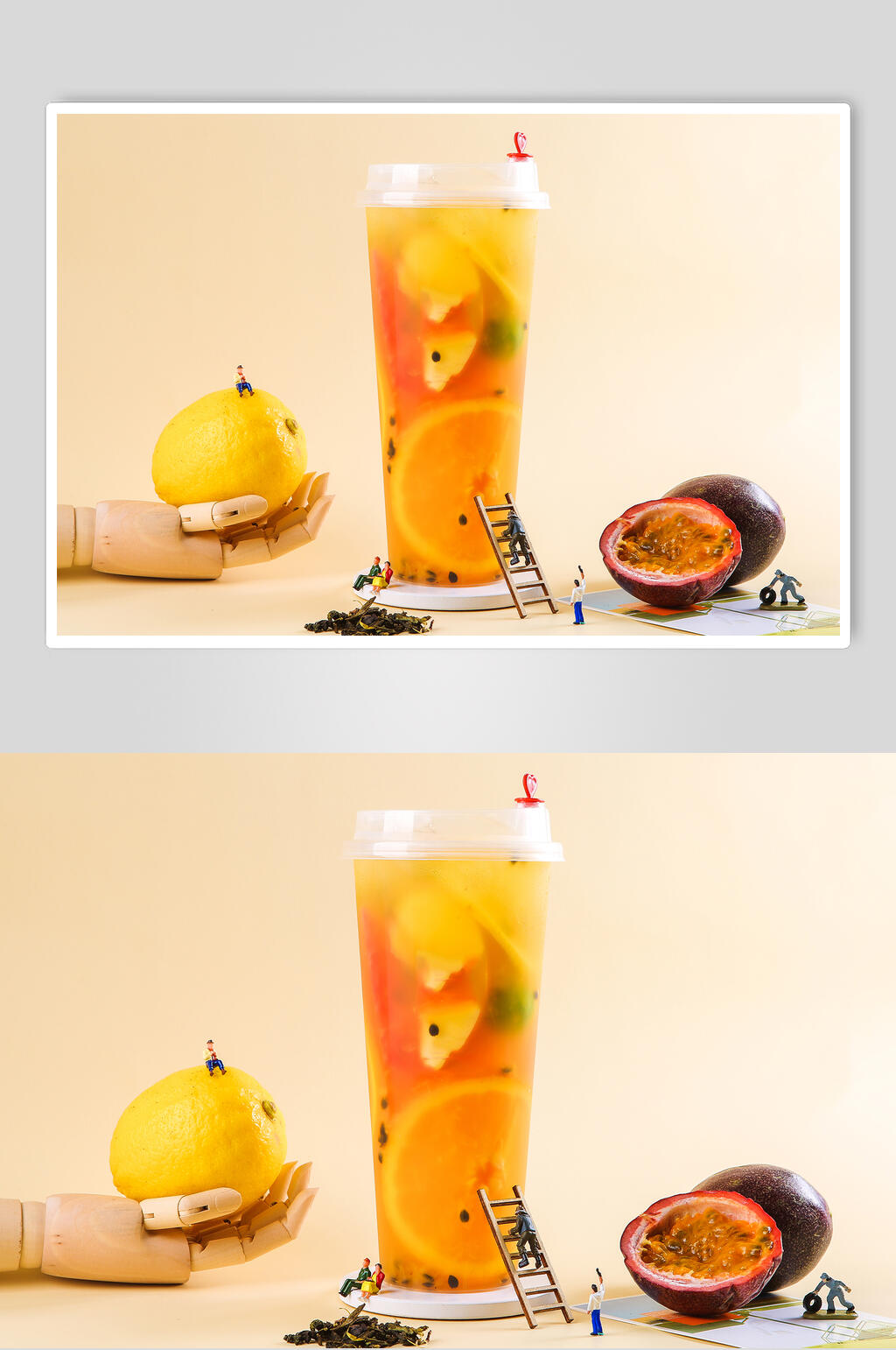 百香果柠檬奶茶图片素材